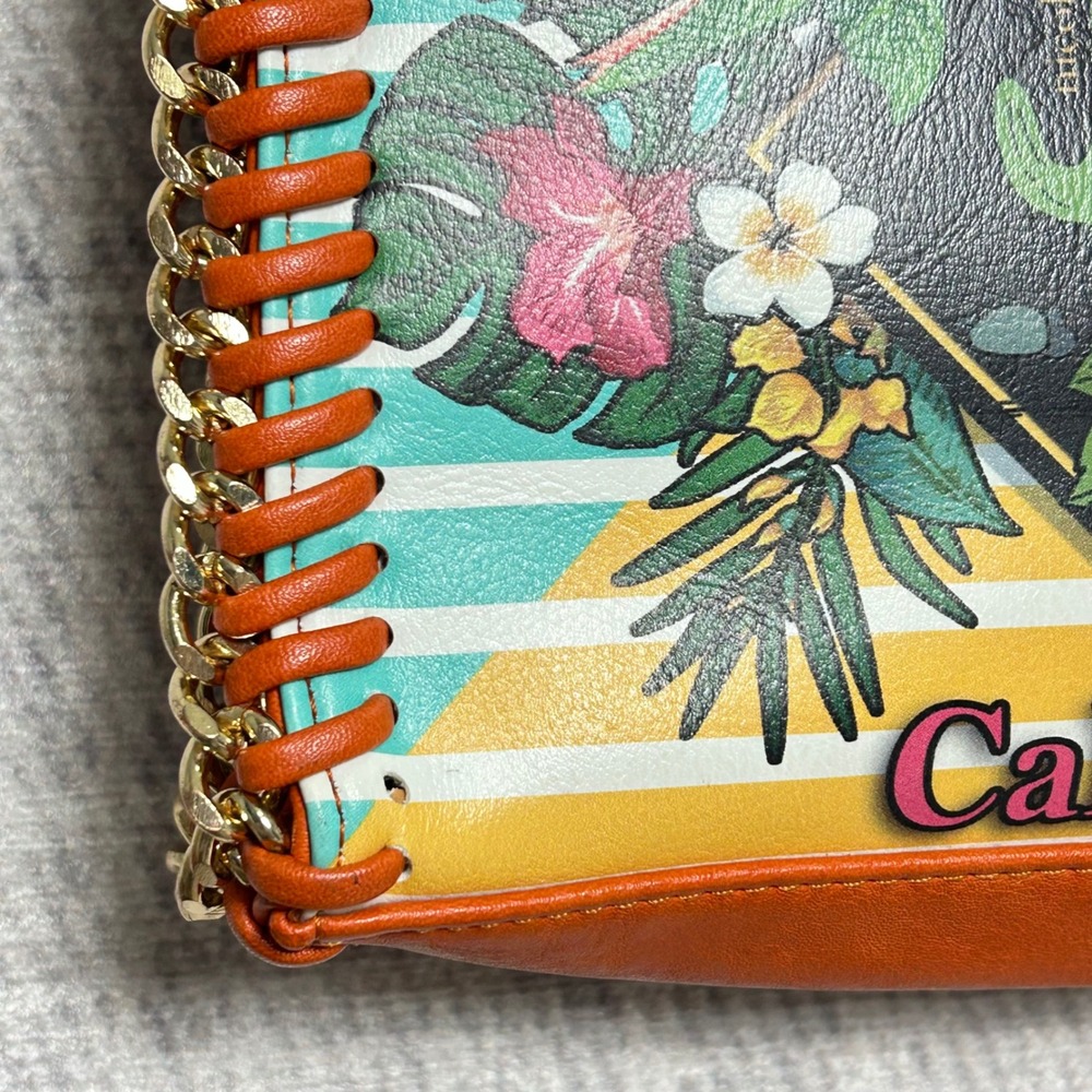 Nicole Lee California Sunset‎ Satchel Crossbody Bag Floral Cactus Print Orange - Picture 9 of 10